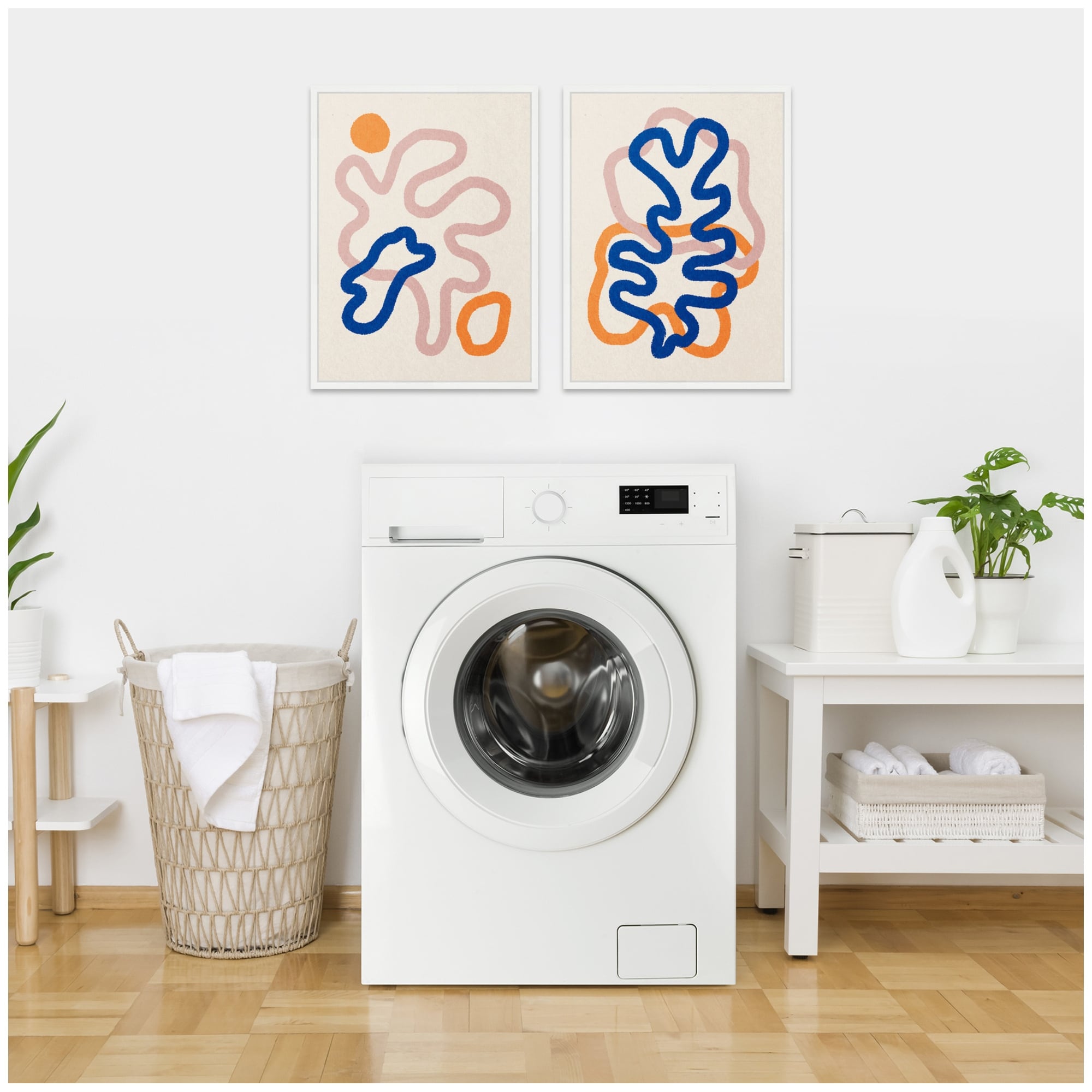 Kate and Laurel Sylvie Abstract Line Art 1 and 2 Framed Canvas Art Set by July Art Prints