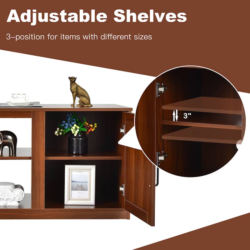 Costway 58'' TV Stand Entertainment Console Center W/ 2 Cabinets for - 58'' x 16'' x 22.5''