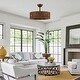 preview thumbnail 3 of 6, 24" Rustic 3-Blade Rattan Cage Ceiling Fan Chandelier with Remote