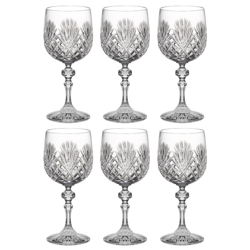 Wine Goblet - Crystal - Glasses - Beautifully Hand Cut - 11 oz. - European Quality - by Majestic Gifts Inc. - Made in Europe