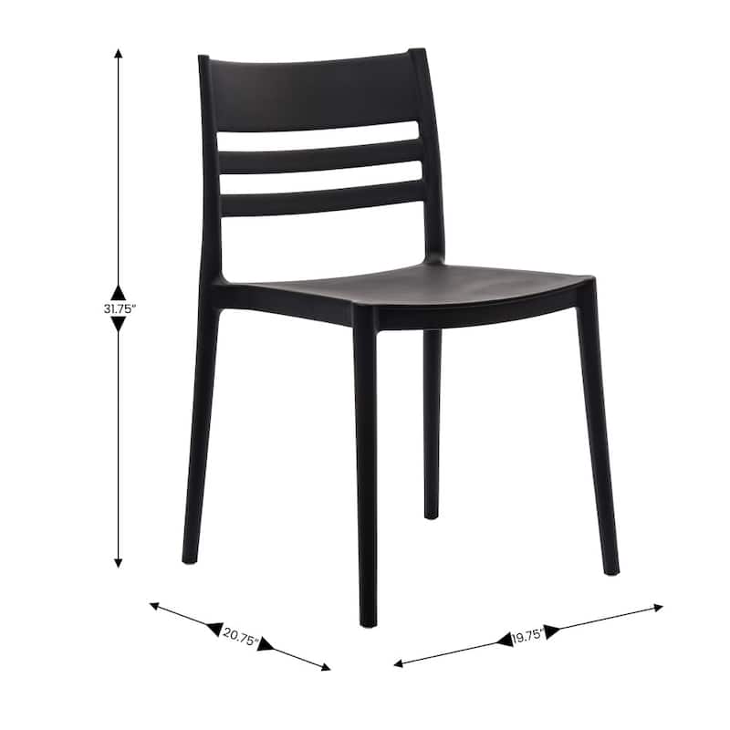 Commercial All-Weather Resin Stack Chair with Slatted Backrest-Set of 2 - 19.75"W x 20.75"D x 31.75"H