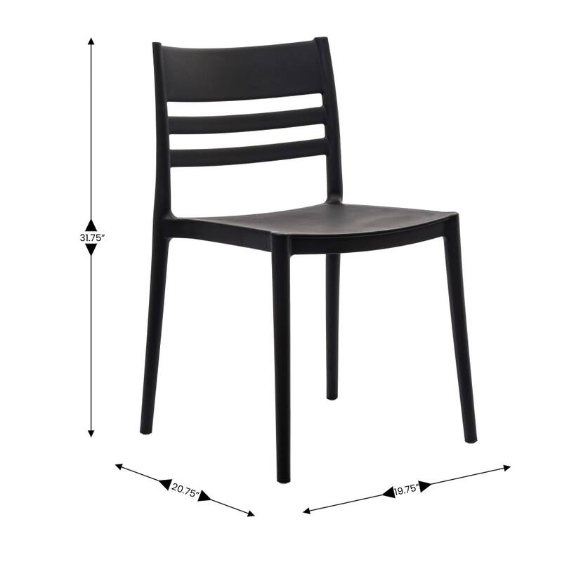Commercial All-Weather Resin Stack Chair with Slatted Backrest-Set of 4 - 19.75"W x 20.75"D x 31.75"H