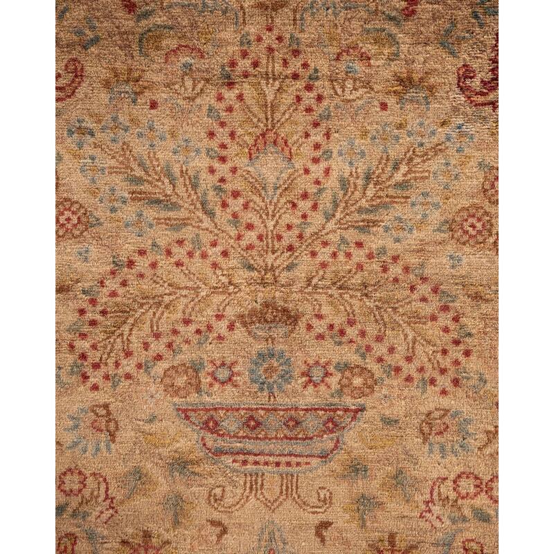 Overton Hand Knotted Wool Vintage Inspired Modern Contemporary Overdyed Beige Area Rug - 4' 2" x 6' 4"