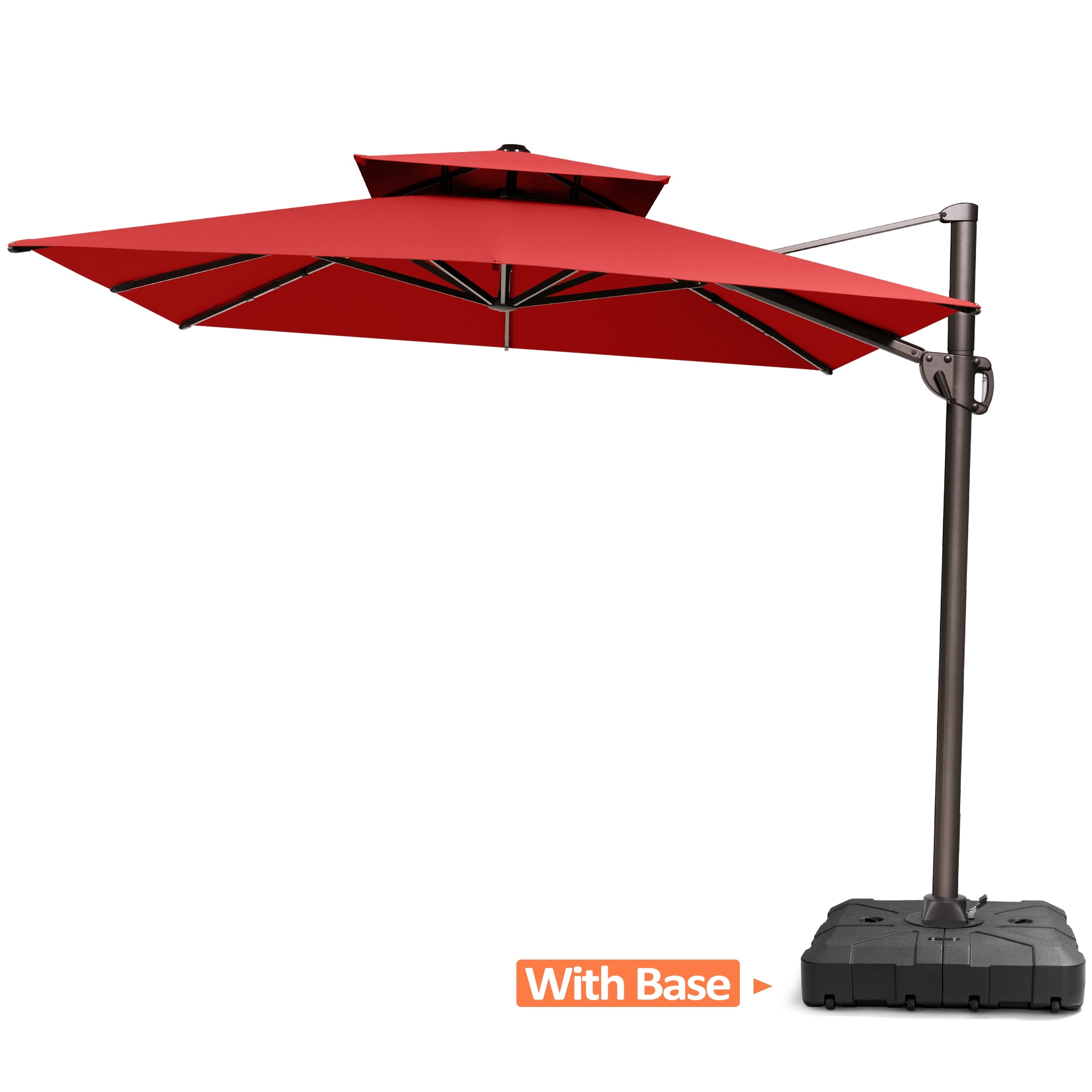11 ft steel offset patio umbrella with detachable netting PURPLE LEAF Outdoor Feet Round for Pool Beige Designed for both style and functionality Outsunny 11ft Cantilever Patio Umbrella