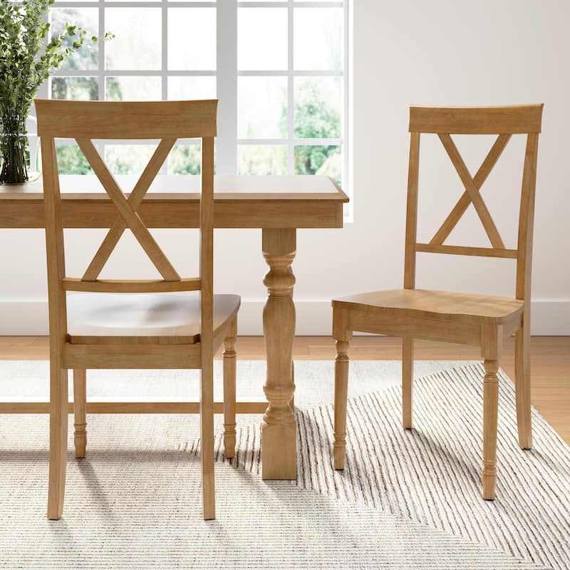 Bush Furniture Sterling Cross Back Dining Chairs - Set of 2 - Natural Honey Brown
