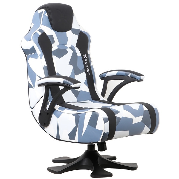 X Rocker Pedestal Gaming Chair w Padded Armrests Gray Black