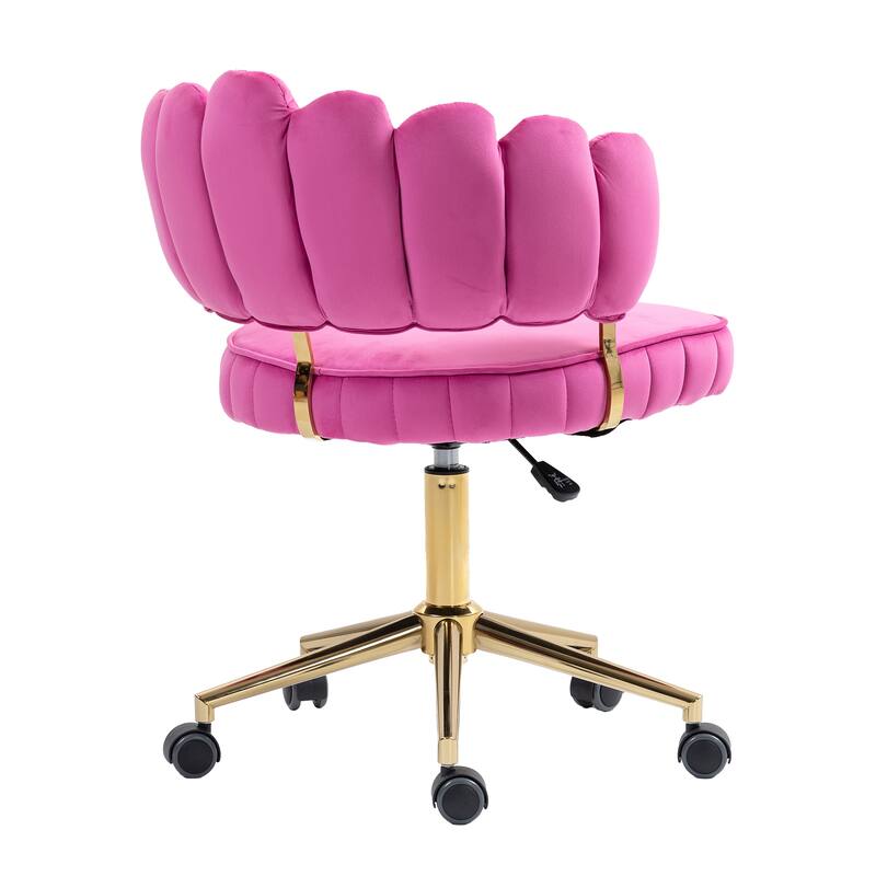Velvet Home Office Desk Chair, Height Adjustable Task Chair, Armless Single Chair with Wheels, 360° Swivel Vanity Chair - N/A