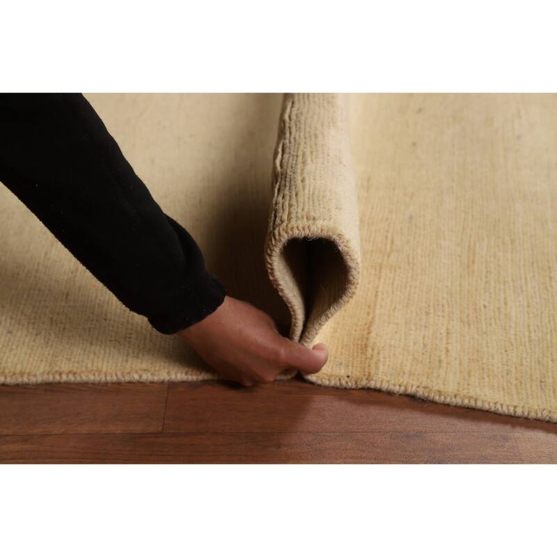 Modern Gabbeh Oriental Rug Beige Handmade Wool Carpet - 4'9"x 6'5"