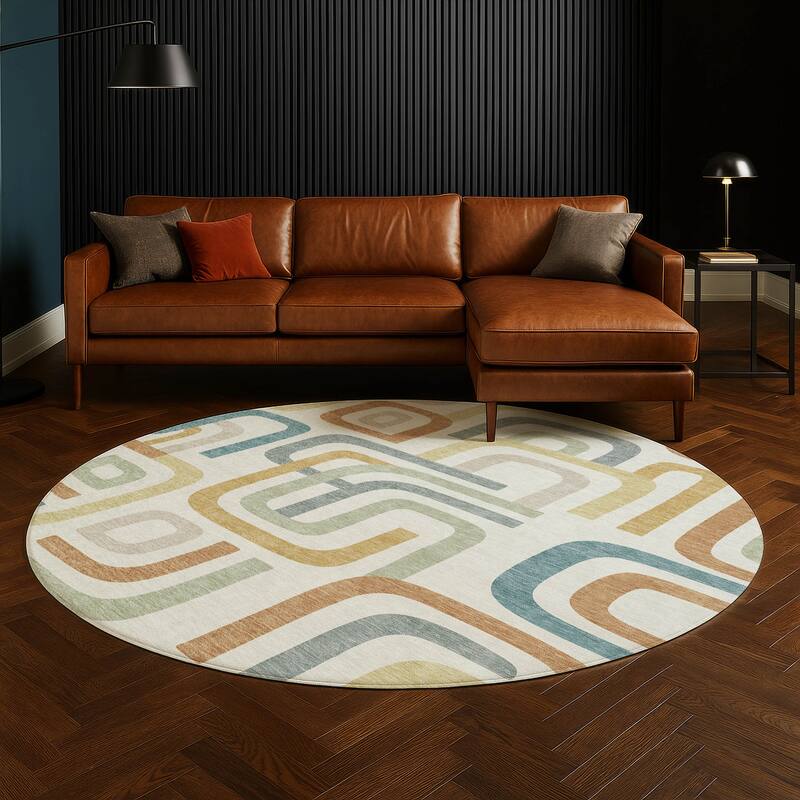 Machine Washable Indoor/ Outdoor Modern Penner Chantille Rug