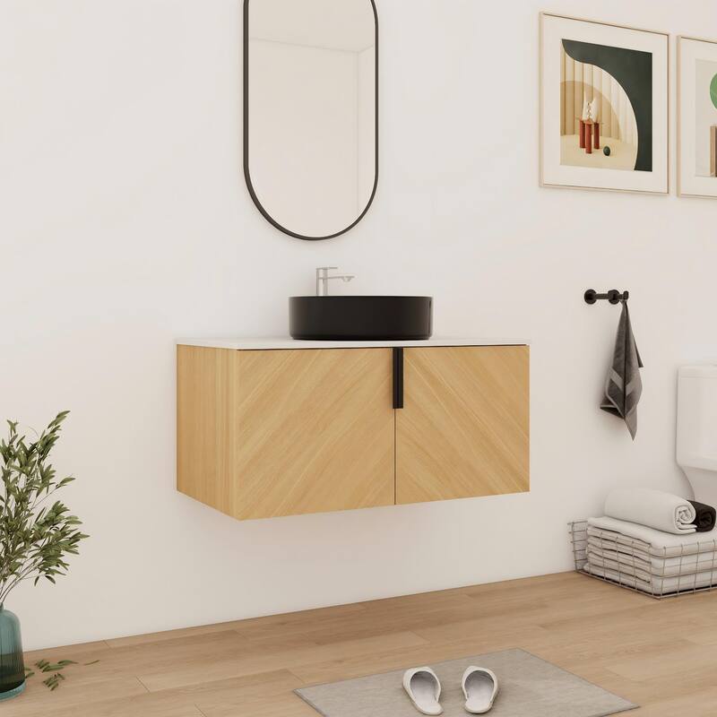 Bathroom Vanity With Sink In 30/36 Inch, Floating Bathroom Vanity With 2 Soft Close Doors