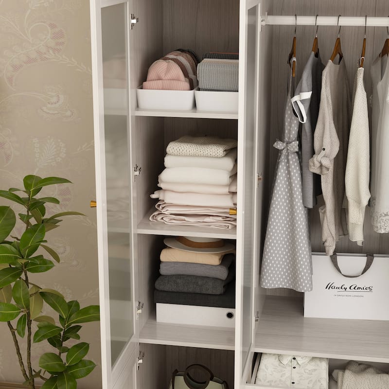Combo Elegant Light Gray Wardrobe Modular Closet Configuration Armoire