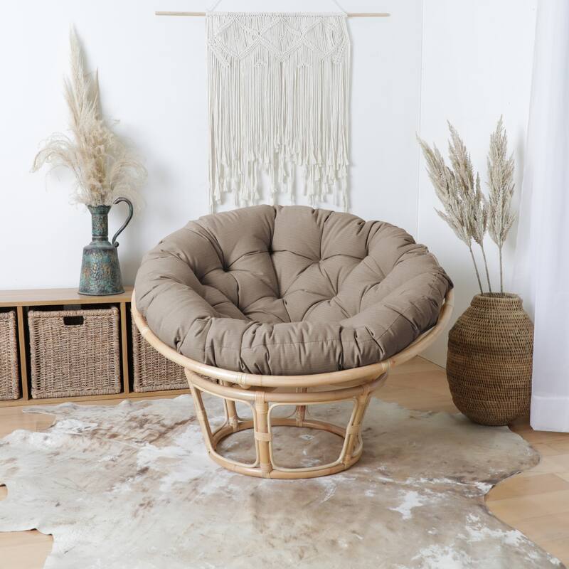 Sorra Home Velvet Papasan Cushion - 44 x 44 x 4 - Parchment