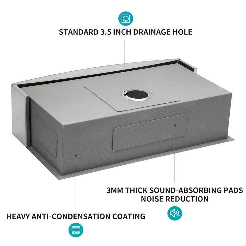 33 Inch Farmhouse 16 gauge Single Bowl Stainless Steel Kitchen Sink in Brushed Nickel - 33'' x 20'' x 9''