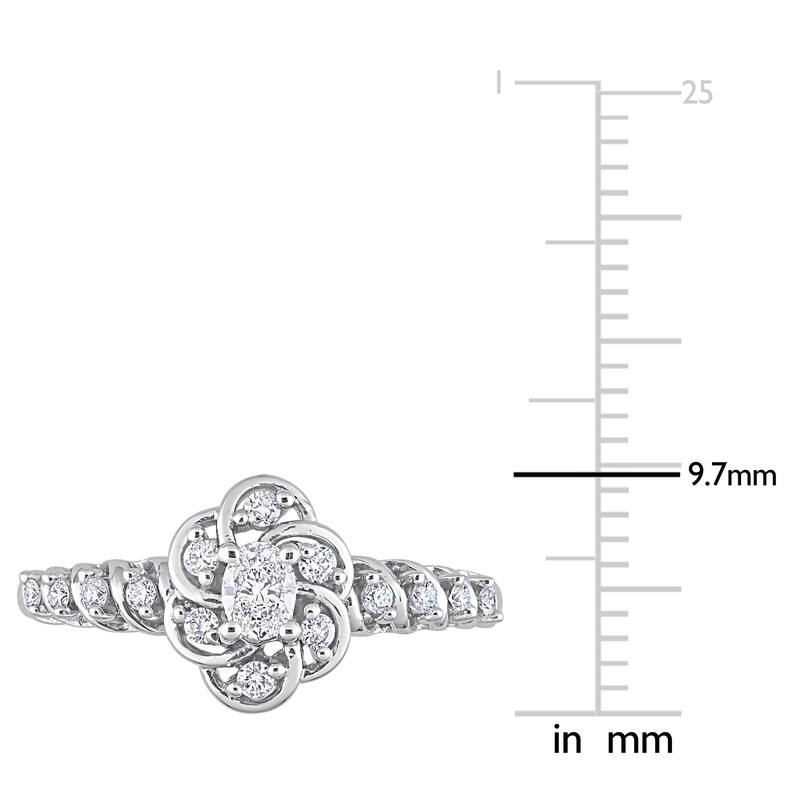 Miadora 1/3ct TDW Oval-cut Diamond Spiral Floral Engagement Ring in 14k White Gold