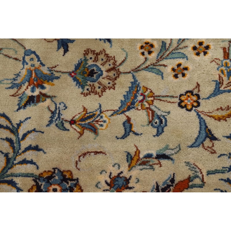 Vegetable Dye Floral Kashan Persian Large Rug Handmade Wool Carpet - 11'0"x 14'11"