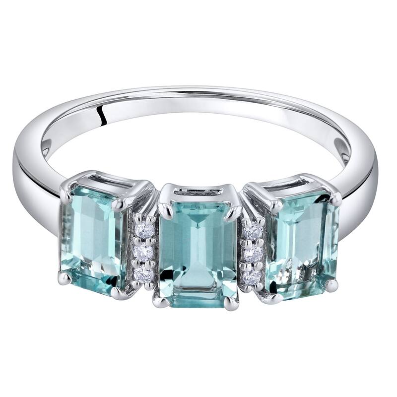 14k White Gold 1.53ct Aquamarine and Diamond Ring