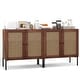 preview thumbnail 2 of 17, Costway Set of 2 Rattan Buffet Sideboard Wine Cabinet Cupboard - See Details Walnut