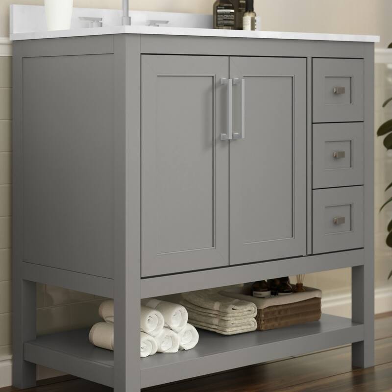 Bathroom Vanity with Sink, Open Storage, and Storage Drawers