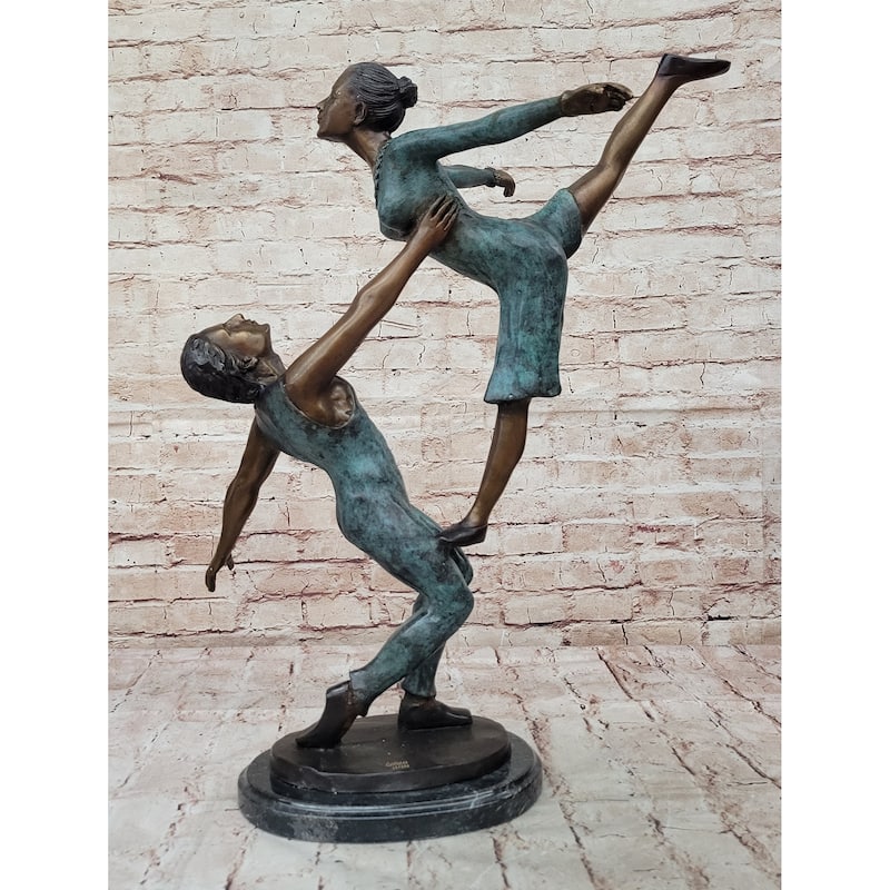 Pas De Deux Elegant Ballet Dancers Bronze Sculpture On Marble Base