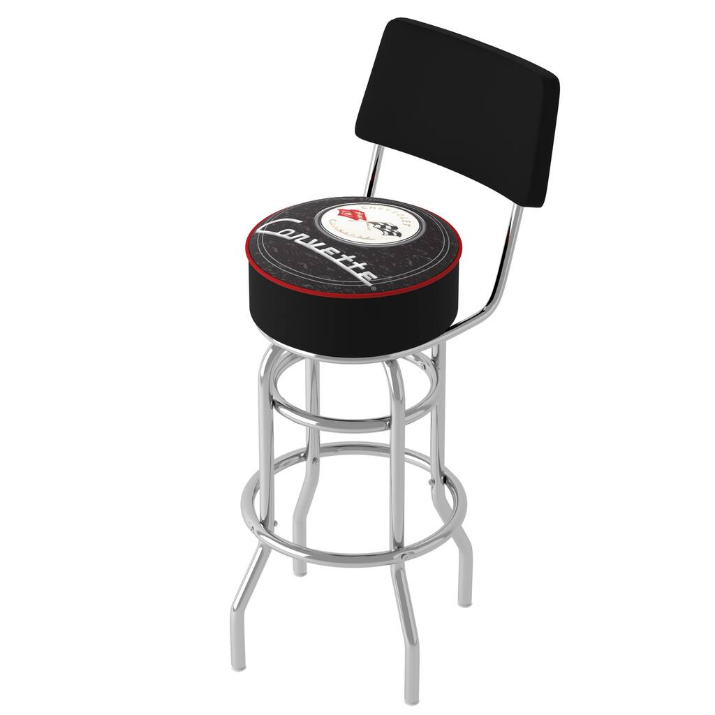 Officially Licensed GM Corvette Padded Bar Stool with Back - 20" x 20" x 41.75"