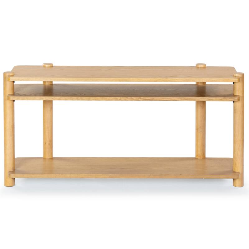 SAFAVIEH Couture Edisyn 3 Shelf Wood Console Table - 60"W x 18"D x 30"H - Natural
