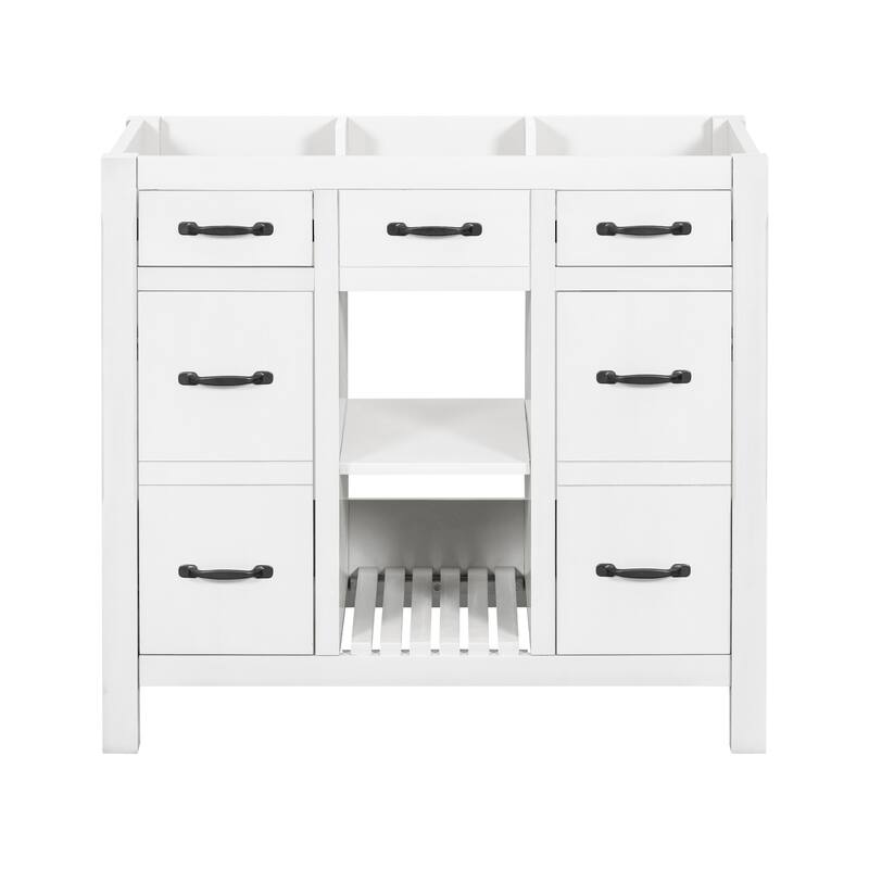 36" Solid Wood Frame Bathroom Cabinet