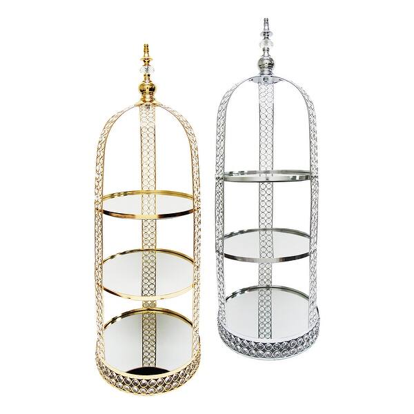 3Tier Crystal Bead Mirror Top Cake Stand Dessert Display 38in Bed