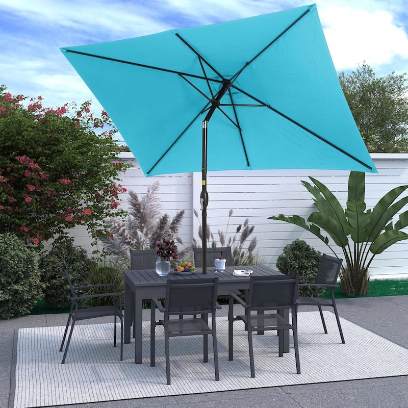 6.5 x 10 Ft Rectangular Patio Umbrella with Crank