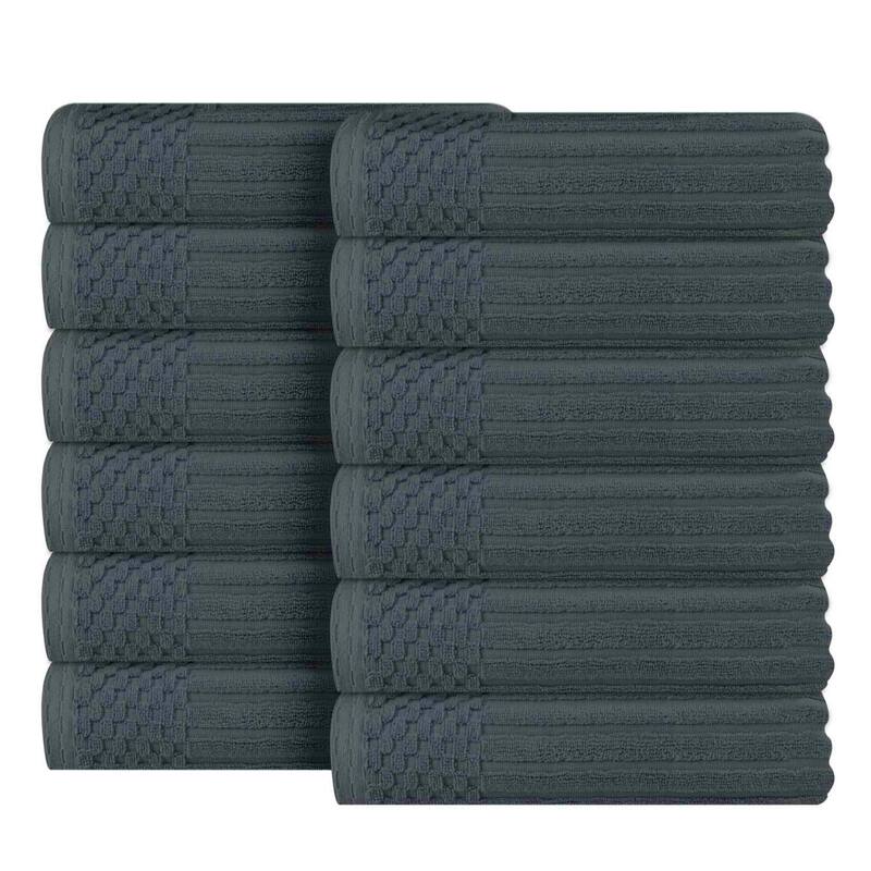 Superior Soho Ribbed Cotton Face Towel/Washcloth Set of 12