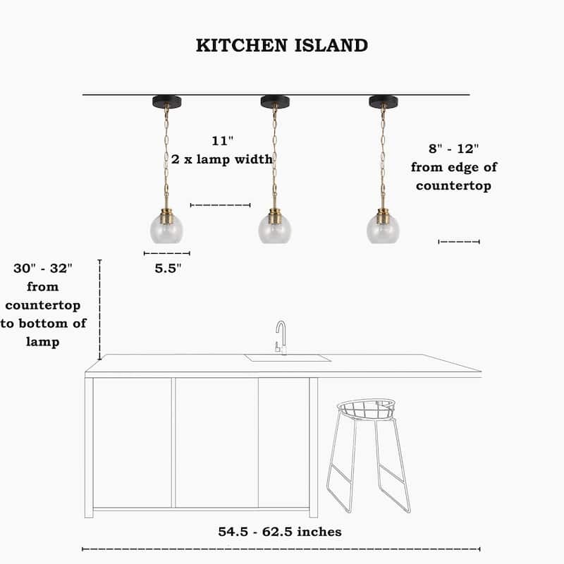 Iain Modern Contemporary 1-Light Black Gold Pendant Light Globe Glass Kitchen Island Lights