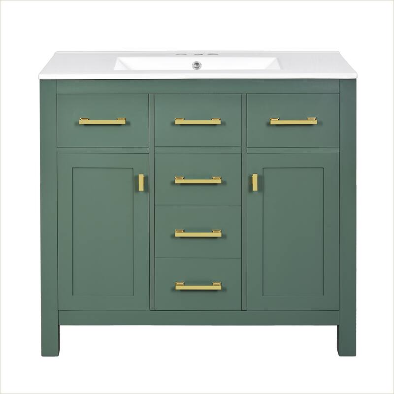 72'' Freestanding Bathroom Vanity Set with White Integrated Ceramic Sink - 72'' x 18.3'' x 34.02''