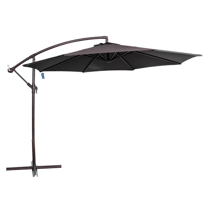 Island Umbrella Captiva 10-ft Octagonal Cantilever Umbrella with Base - Breez-Tex Canopy - Black