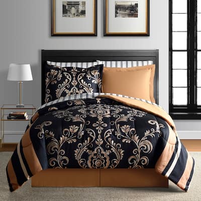 Lanwood Home Sabrina Reversible 6-Piece Bed-in-A-Bag Comforter Set