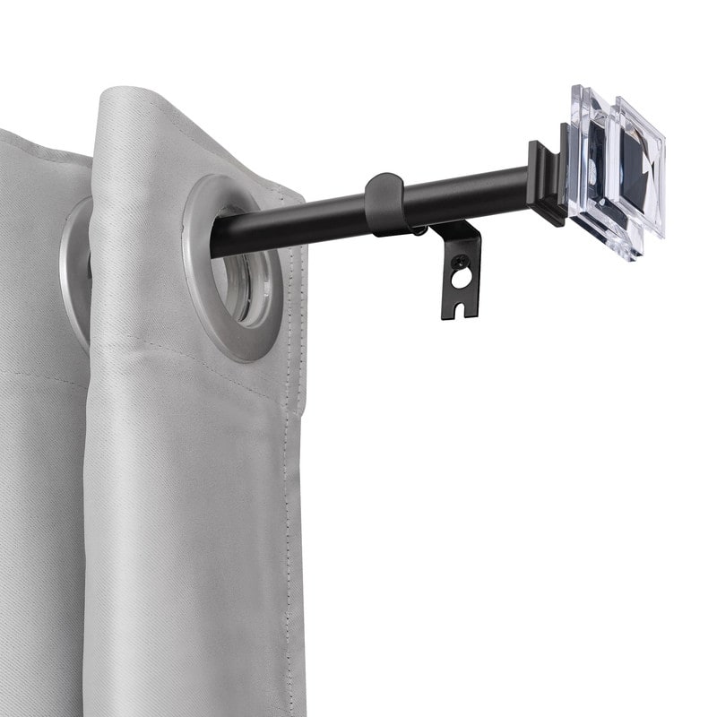 UTOPIA ALLEY Wall Mounted 3/4 Inch Curtain Rod - Adjustable Drapery Rods, Bedroom & Living Room Decorative Curtain Rods - 28"-48" - BLACK