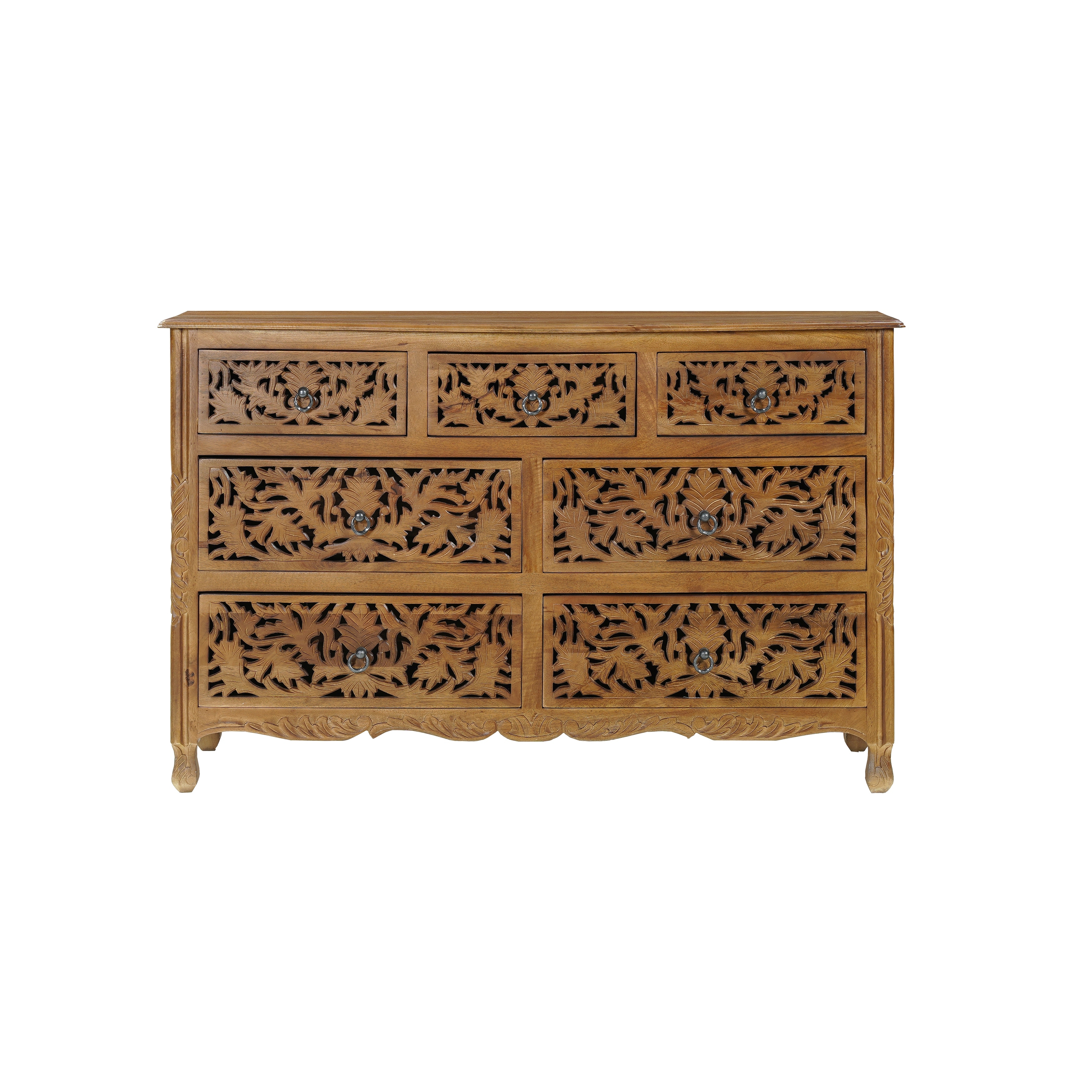 Florence Solid Mango Wood 7-Drawer Dresser Bedroom Storage Assembled