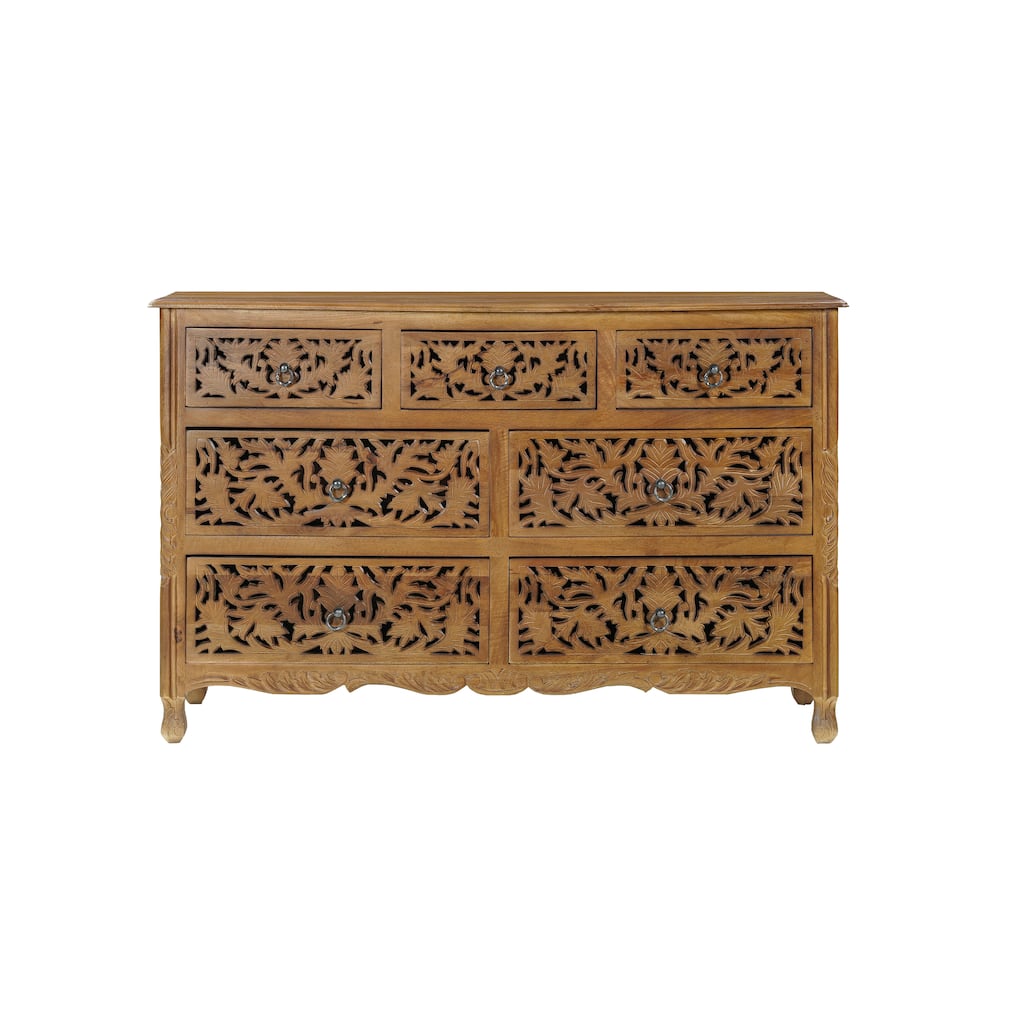 Florence Solid Mango Wood 7-Drawer Dresser Bedroom Storage Assembled