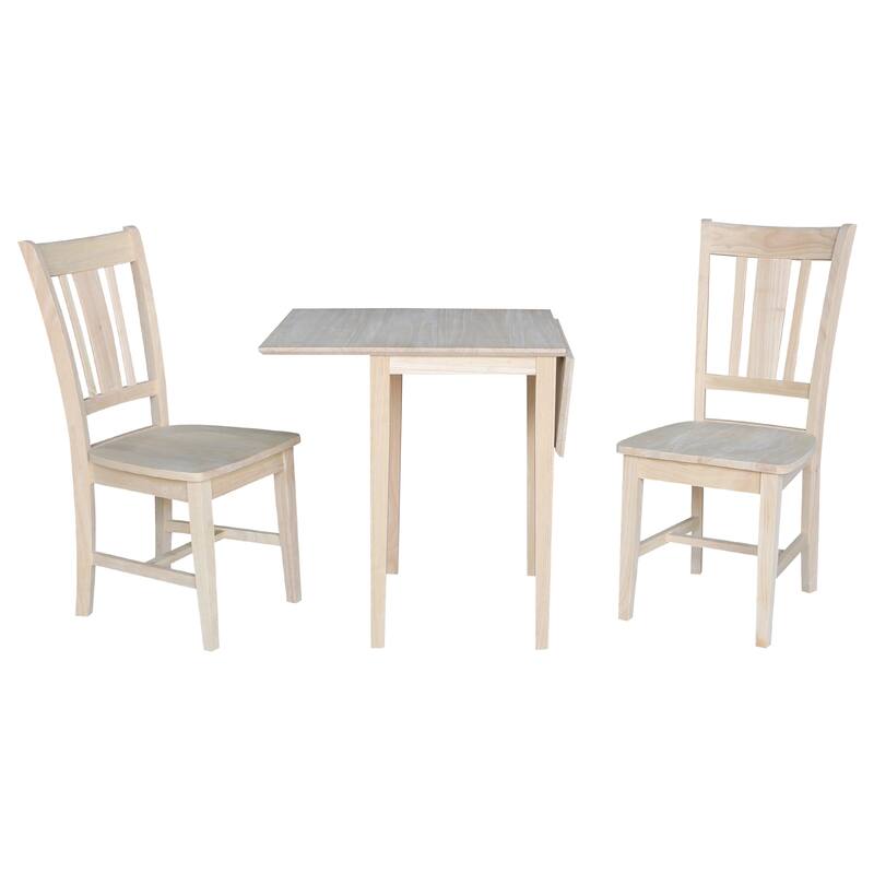 Small Drop Leaf Dining Table with 2 Chairs - 3 Piece Set