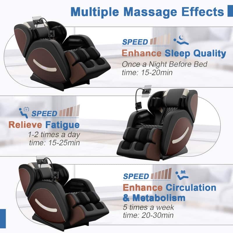 Luxury Zero Gravity Full-Body Massage Chair with Heating, Bluetooth Audio, and Foot Rollers - Home Relaxation Recliner