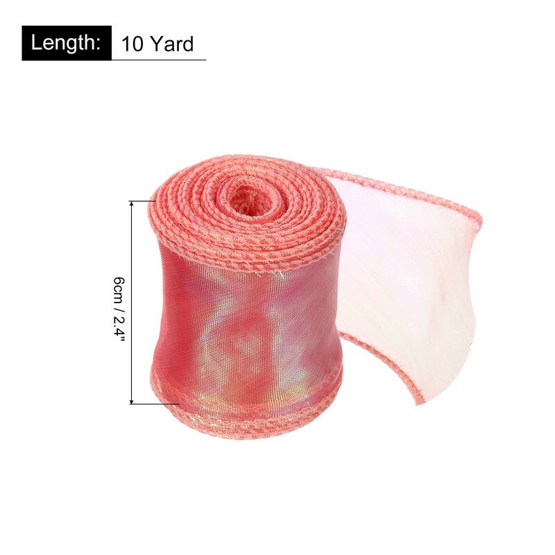 1.5 Inch 10 Yard Sheer Organza Ribbon Shimmer Chiffon Tulle Ribbons - Red - 2 3/8" x 10 Yard