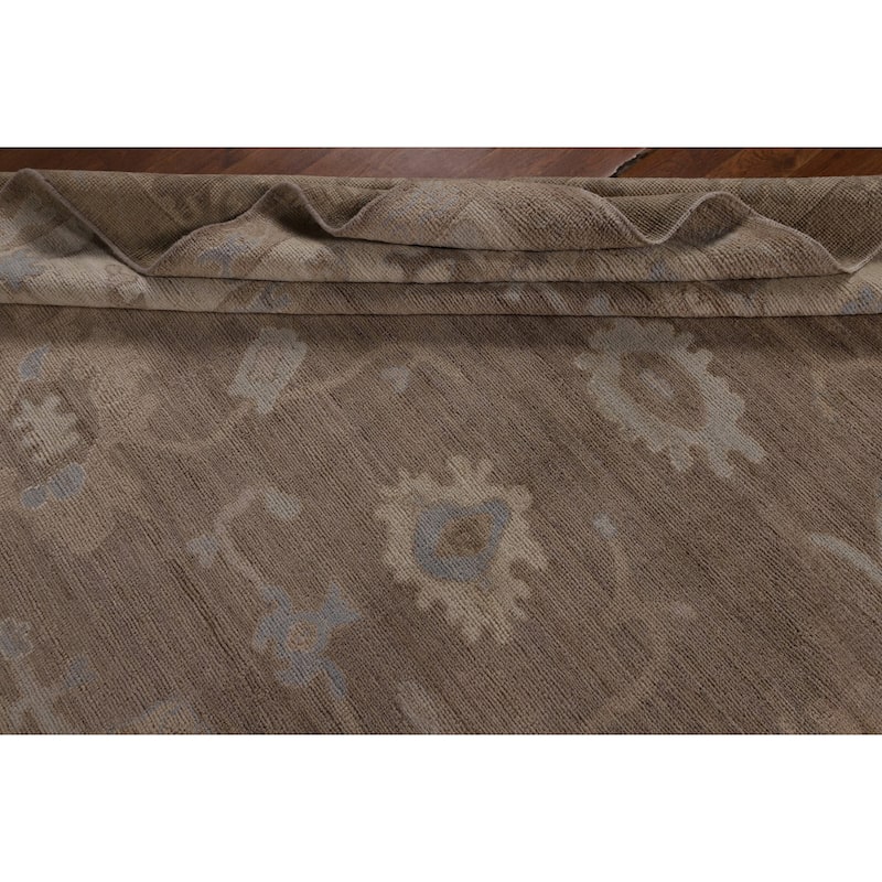 Vegetable Dye Brown Oushak Turkish Area Rug Hand-Knotted Wool Carpet - 8'2"x 10'0"