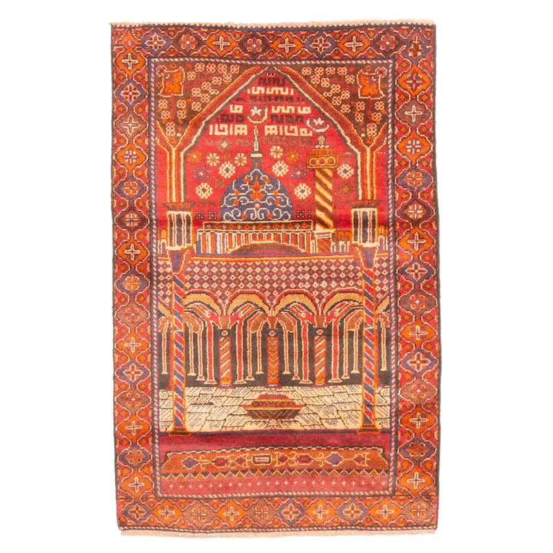 ECARPETGALLERY Hand-knotted Teimani Red Wool Rug - 2'7 x 4'0