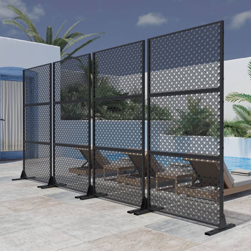 Outdoor Privacy Screen Metal Privacy Screen Panel Free Standing - 72*35