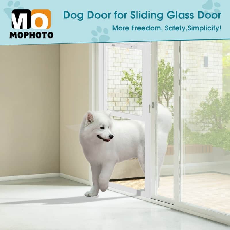 Dog Door for Sliding Glass, Adjustable Height, Pet Door with Lock
