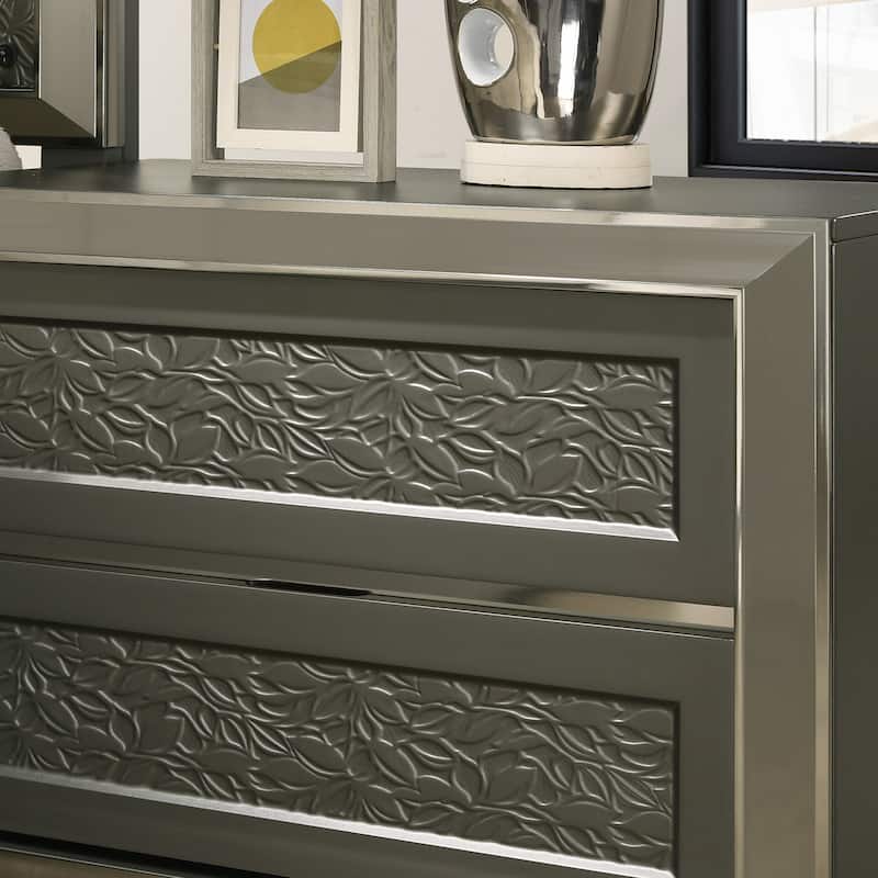 Furniture of America Iralles Modern 6-Piece Dark Grey Wood King Platform Bedroom Set with LED Light