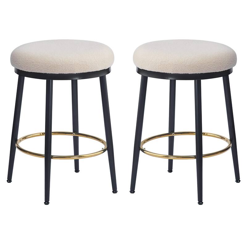 Backless Bar Stools Counter Stools Set of 2 with Upholstered Seat