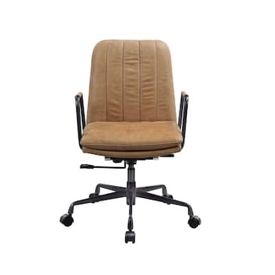 Office Chair with Channel Tufting, Rum and Black