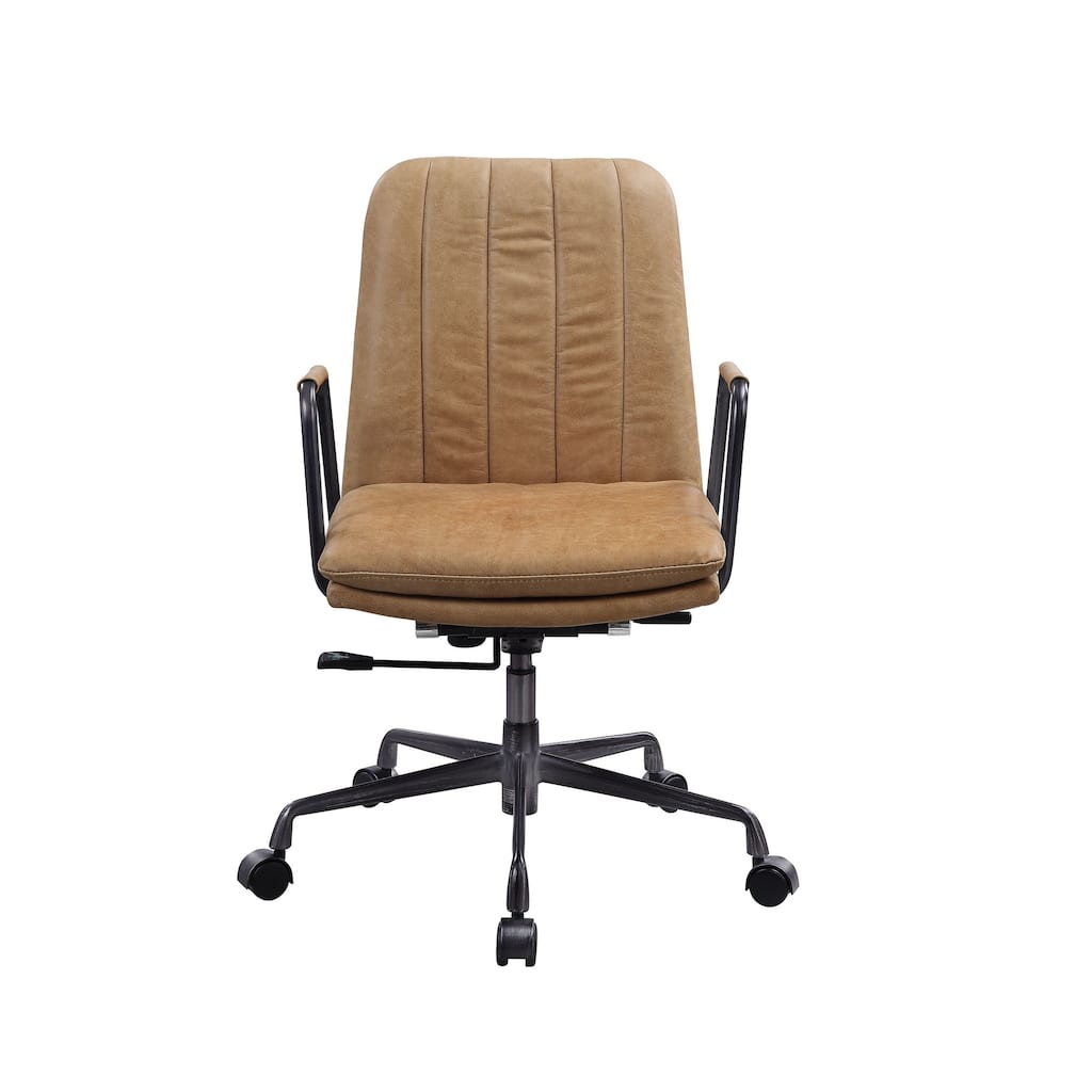 Office Chair with Channel Tufting, Rum and Black
