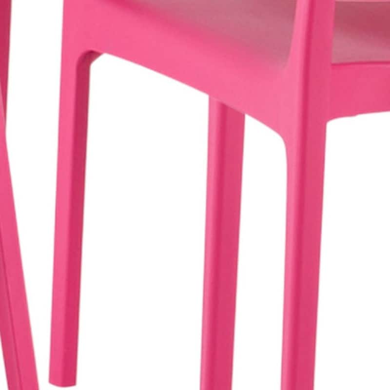 HomeRoots Set of Two Fuchsia Heavy Duty Plastic Outdoor Stacking Dining Chairs