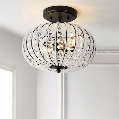 Copernicus 11.7" Metal /Acrylic LED Semi-Flush Mount, Oil Rubbed Bronze/Crystal by JONATHAN Y