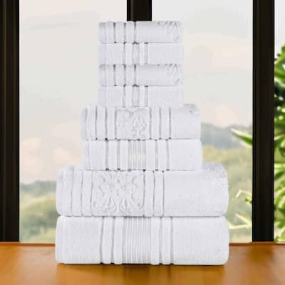 Superior Sadie Zero Twist Cotton Solid and Floral 8 Piece Towel Set